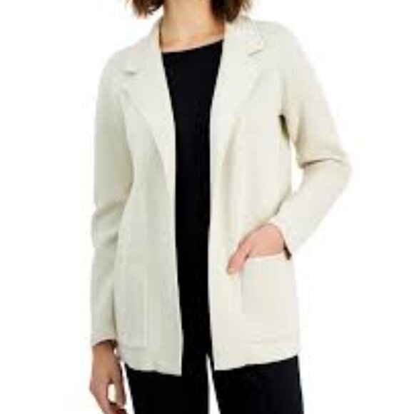 Macy's On 34th Cream Women's Knit Sweater Blazer Size L Neutral Minimalist NWOT - Picture 7 of 8